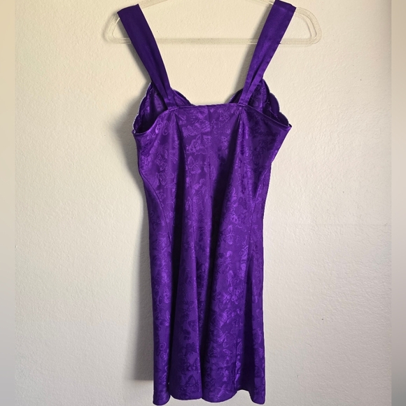 🦋Vintage Butterfly Shimmery Silky Dark Purple Lingerie Slip Dress🦋 - Picture 9 of 16